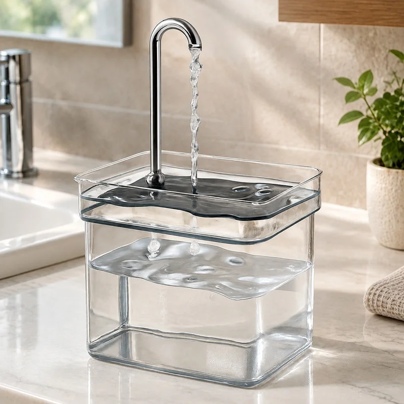 USB-Powered Silent Cat Drinking Fountain with Clear Body and Continuous Filtered Water Flow