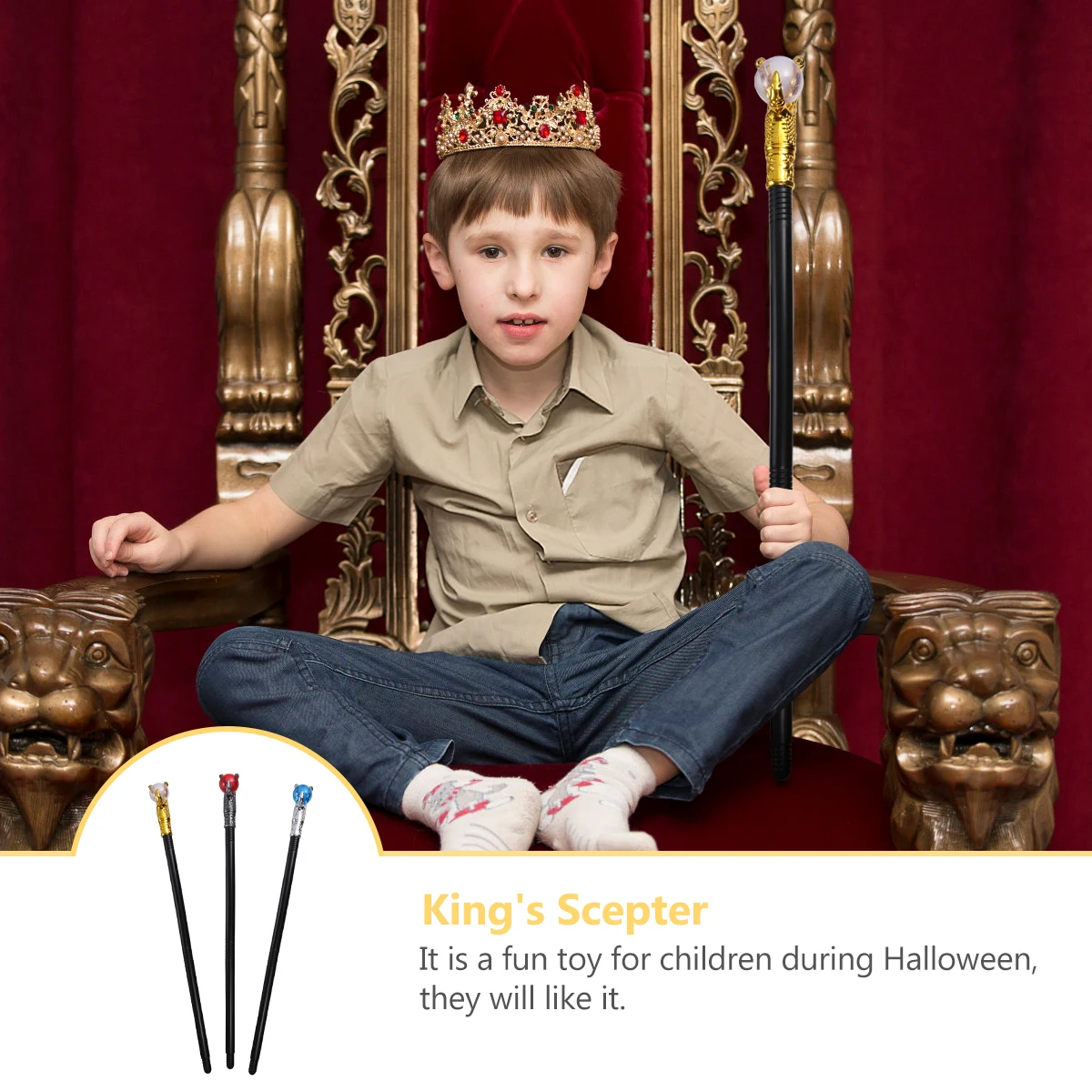 

3 Pcs Toys Plastic 3 Sections Design Detachable Halloween Elegant Prop Stick Costume Kids Party Stage Decorative