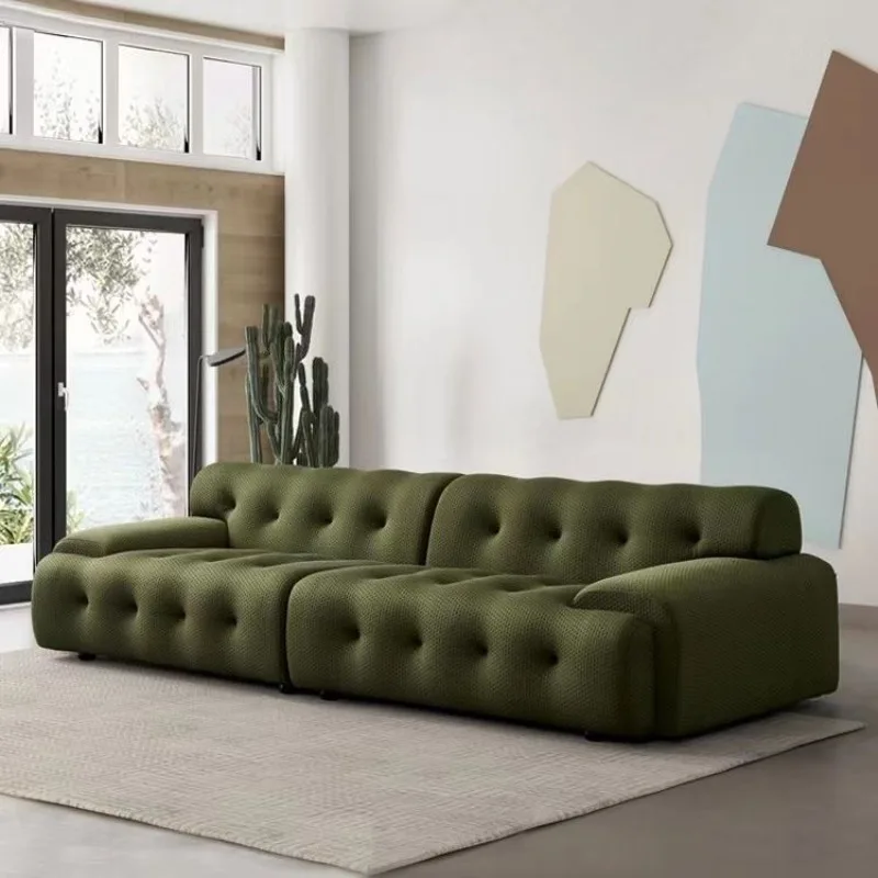 Italian fabric sofa living room three people straight row dark green wabi sofa