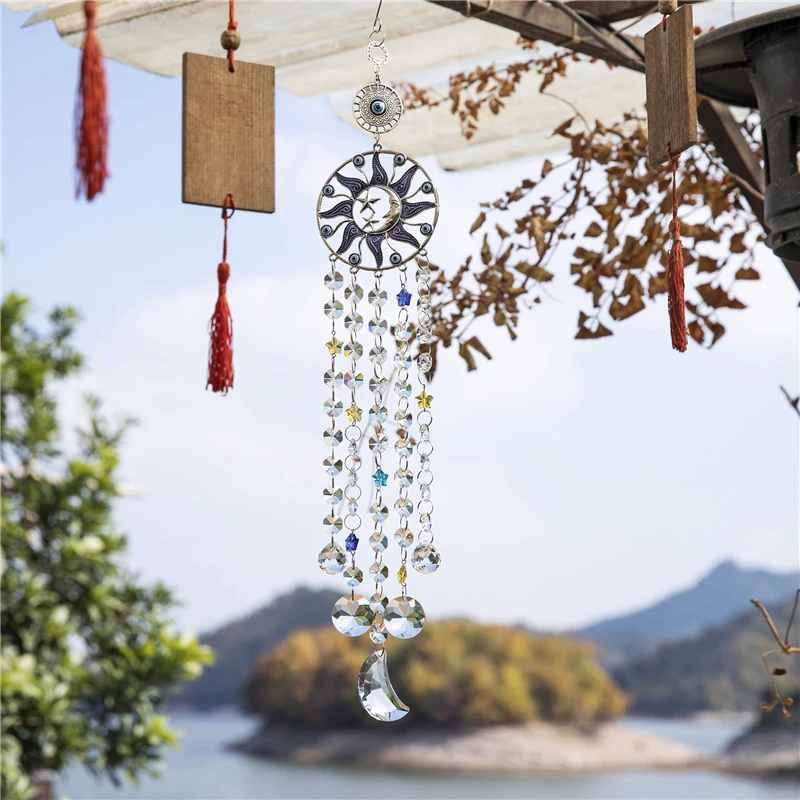 Moon Sunshine Catcher Rainbow Light and Shadow Refraction Crystal Pendant Window Balcony Courtyard Air Hanging Ornament