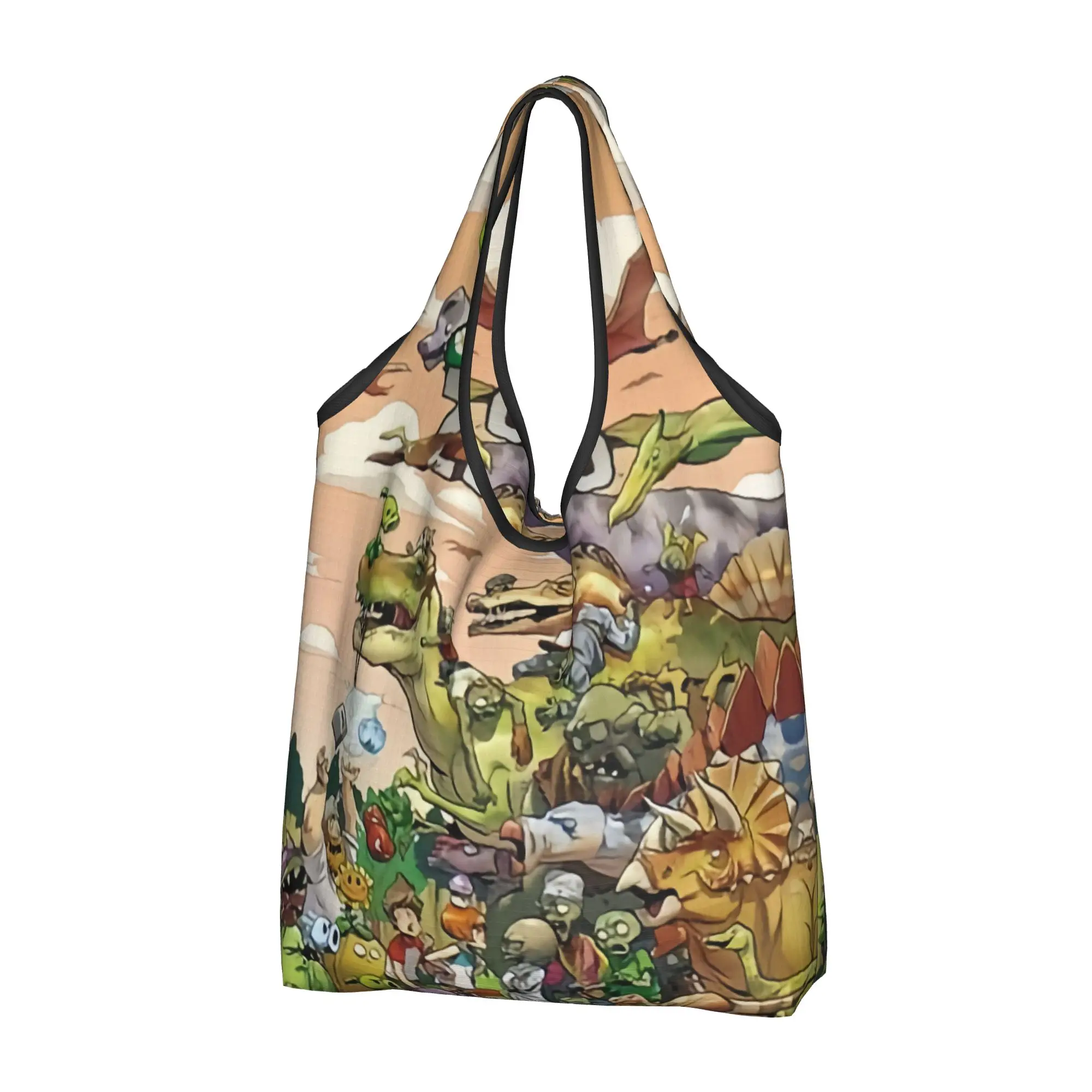 Reusable Plants vs. Zombies Game  Shopping Bag Women Tote Bag Portable  Grocery Shopper Bags