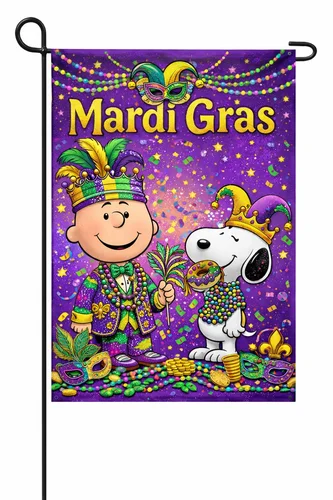 12x18 Mardi Gras double sided unique custom garden flag charlie brown snoopy new TTN