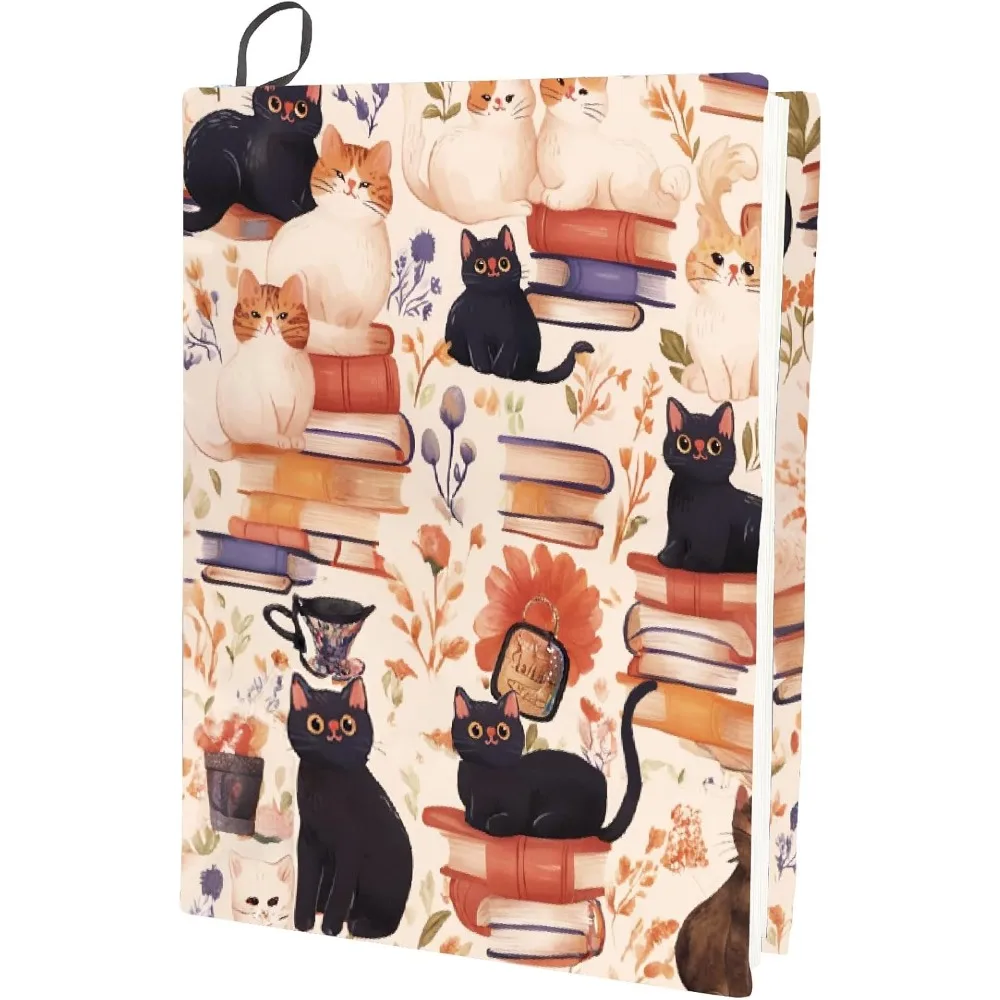 Kat Rekbare Boekomslag Dier Wasbaar Herbruikbaar Grote Nylon Boekbeschermer Elastische Notebook Wraps Geschikt voor 9 x 11 inch