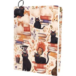 Cat Stretchable Book Cover Animal Washable Reusable Large Nylon Book Protector Elastic Notebook Wraps Suitable for 9 x 11in