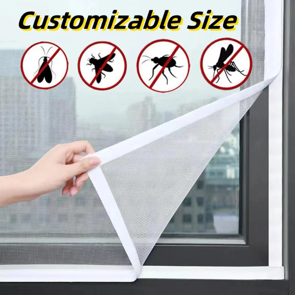 Anpassbare Größe Selbstklebendes Fenster-Moskitonetz Weißes Anti-Insekten-Netz Unsichtbares Einfach zu Installierendes Insektenschutzgitter