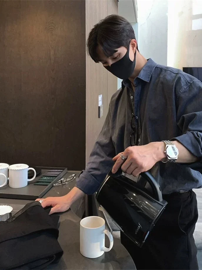 

Korean Style Corduroy Long Sleeve Shirt Men's American Retro Workwear Casual Color Open Cardigan Warm Coat Jacket