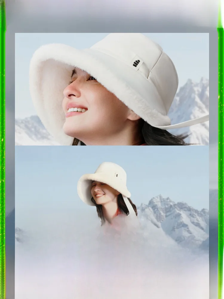 Warm Fleece Lined Fishing Cap with Sash Autumn Winter Windproof Cold Protection Banana Leaf Casual Fashion Hat for Women