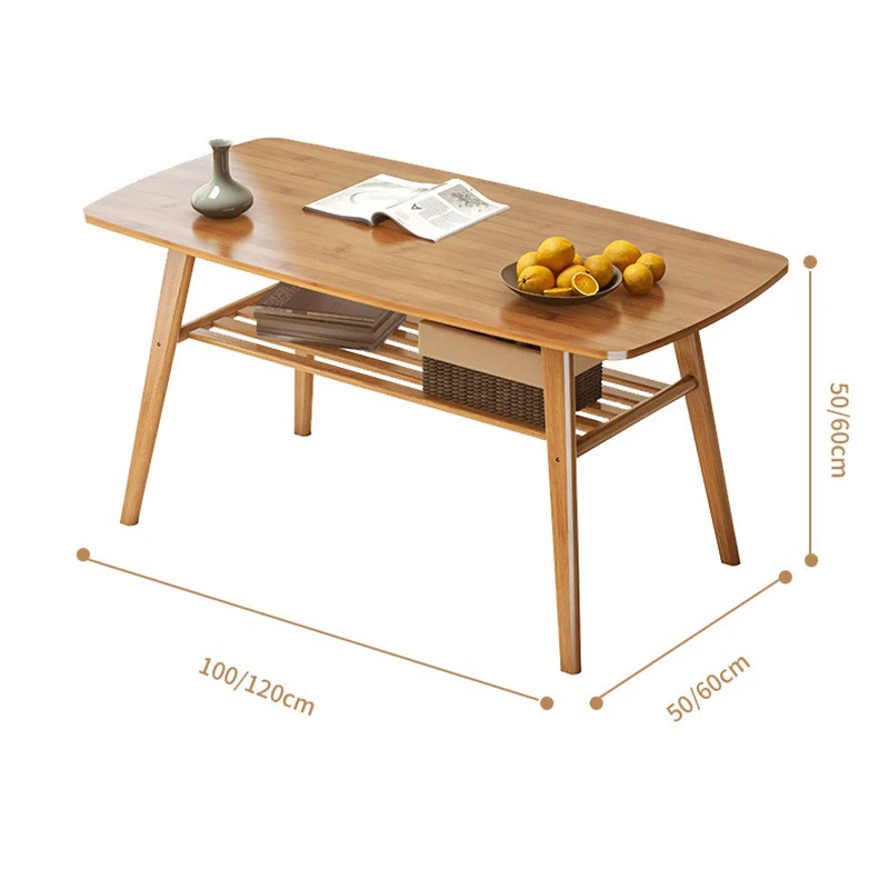 Bamboo Coffee Table for Living Room Balcony Tea Table, Home Modern Center Table with Storage