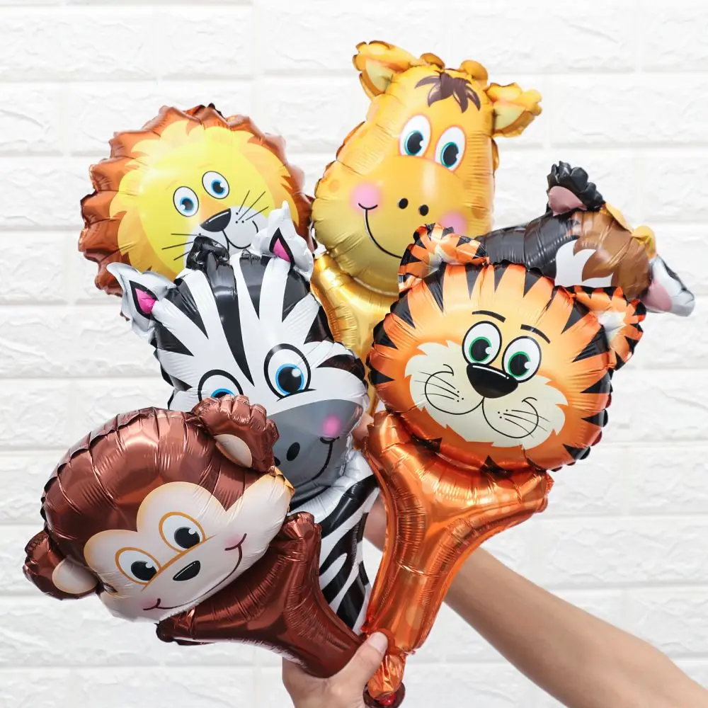 

Party Supplies Baby Shower Zoo Theme Foil Balloon Tiger Lion Monkey Giraffe Cow Kids Inflatable Toys Safari Jungle Animal Head