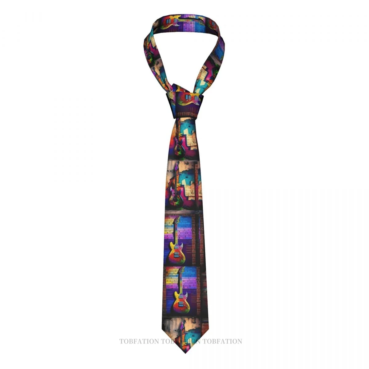 Music Guitar Psychedelic Urban Men Ties 3D Printed Hip-Hop Street Business Wedding Party Shirt Accessories