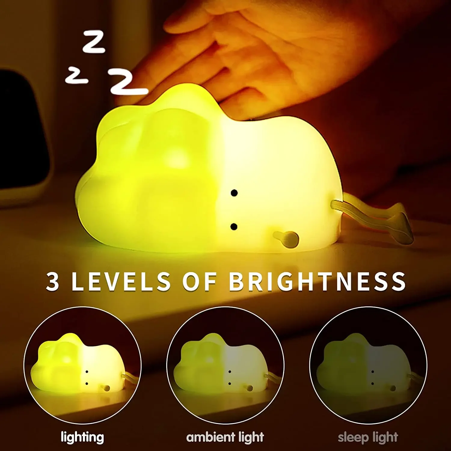 Xiao Pucai-Colorido Silicone Night Light, Couve-flor Abajur, Recarregável, Escurecimento Toque, Cute Companion Sono, Presente das crianças