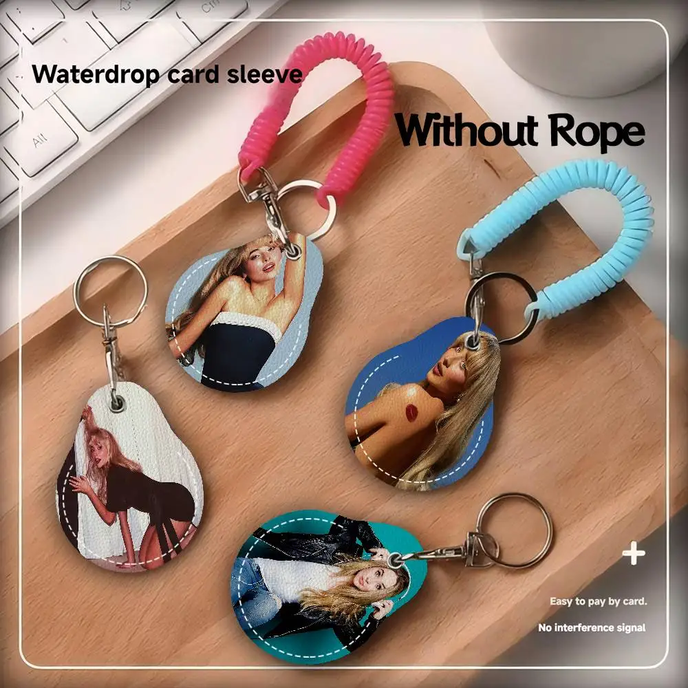 Sing Sabrina Carpenter Album PU Access Case Anti-lost Anti-fall Card Holder Keychain Accessories Fingerprint-proof Key Tag Ring