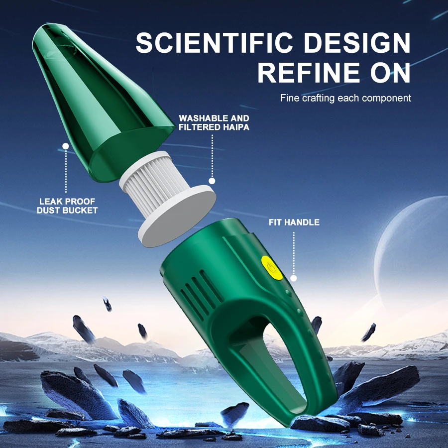 BELIBUY ABS Handheld household vacuum cleaner, rechargeable and portable, dual-use wireless vacuum cleaner for home and car