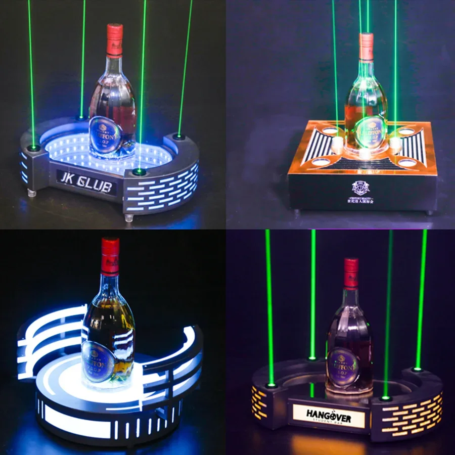 Wine Display Rack com luz laser, Bar Champanhe Glorifier, VIP Liquor Garrafa Apresentador, Boate KTV Servindo Bandeja, Brilhante