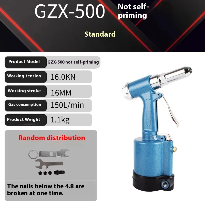 Pneumatic Air Hydraulic Pop Rivet Gun Heavy Duty Air Riveter Half Steel Aluminum Nail 2.4-5.0MM Rivet Tool