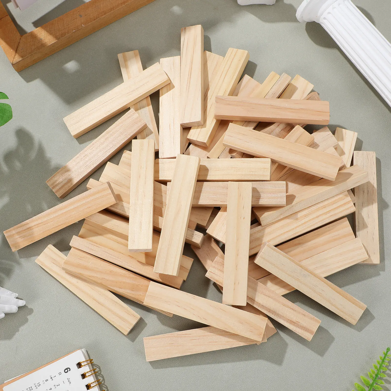 

100pcs Wooden For Toddlers Stackable Wood Construction Montessori Preschool Learning Stem Game Mini Craft Square