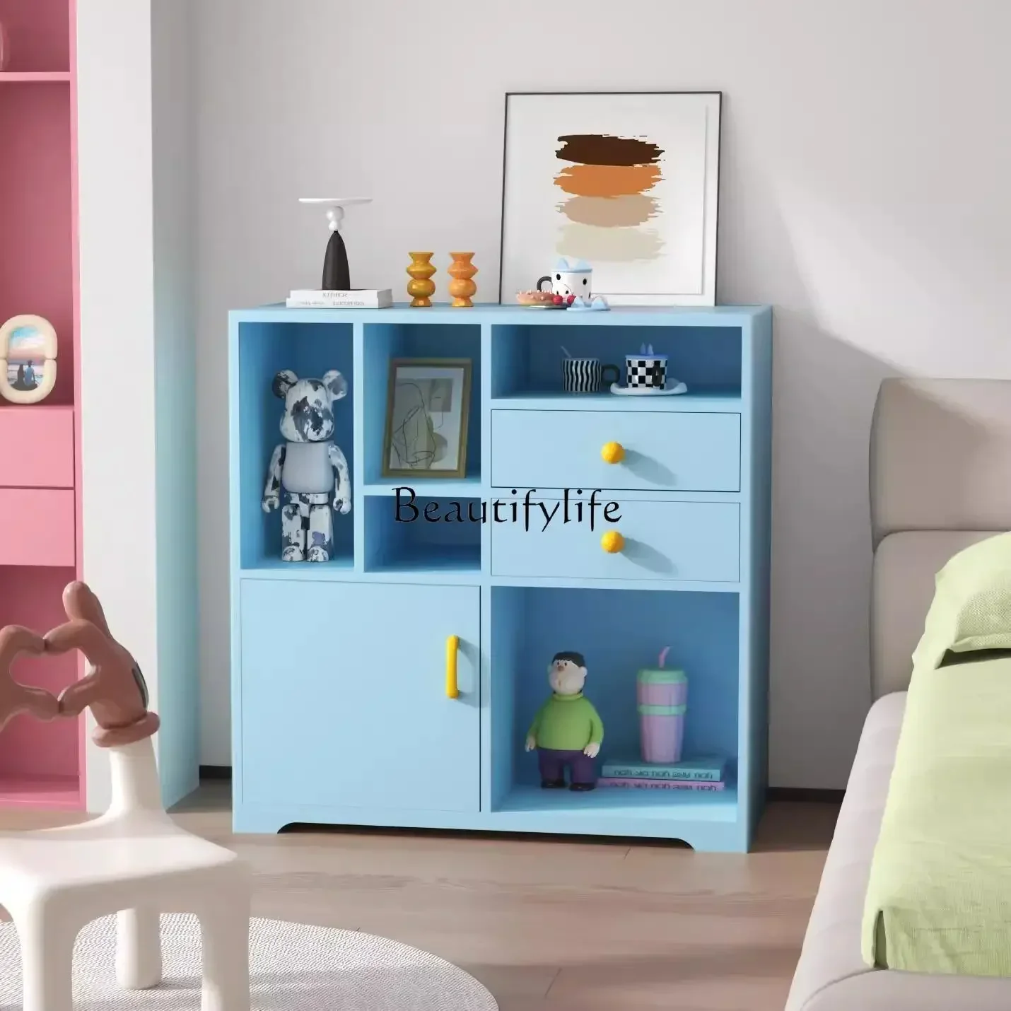 

44Dopamine storage cabinet Living room Home locker Multi-layer finishing shelfLX