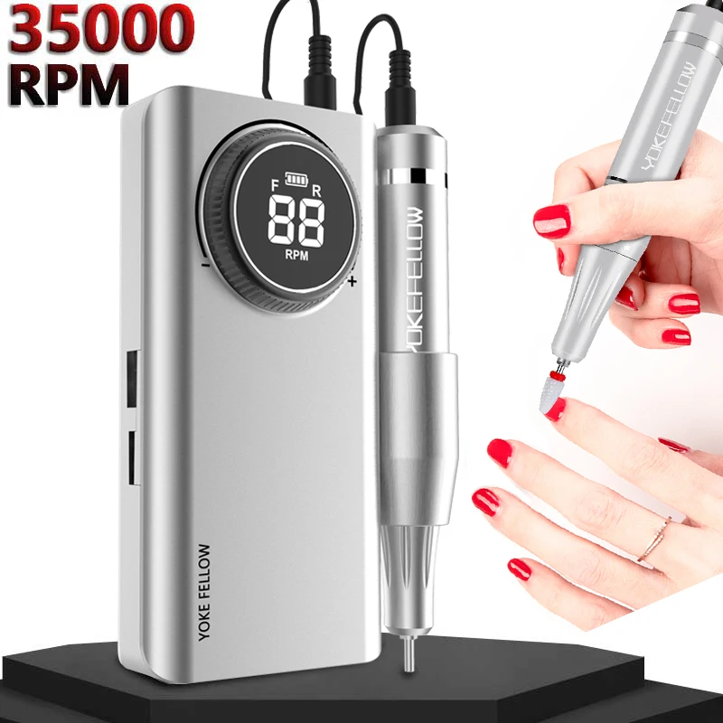 35000RPM Rechargeable Nail Drill Machine for Acrylic Nail High Speed Portable Nail Drill Manicure Machine For Gel Nails