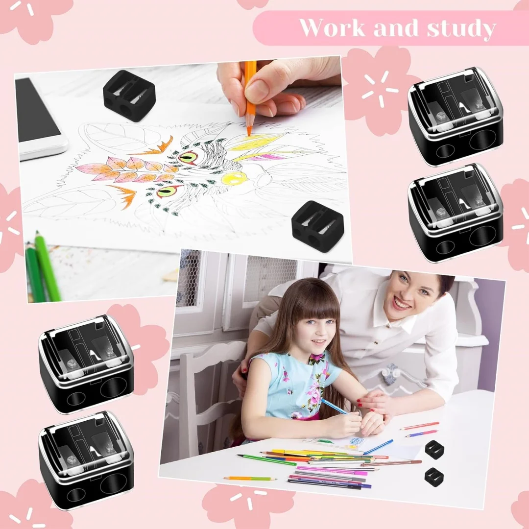 Makeup Pencil Sharpener Plastic Lip Liner Pencil Eyeliner Sharpener Dual Holes Cosmetic Manual Tools for Eyeliner(Matte Black,Classic) view 7