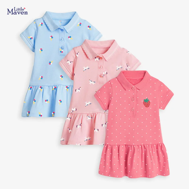 

Children shirt Summer new short-sleeved children's knit dress for girlsPOLOSkirt