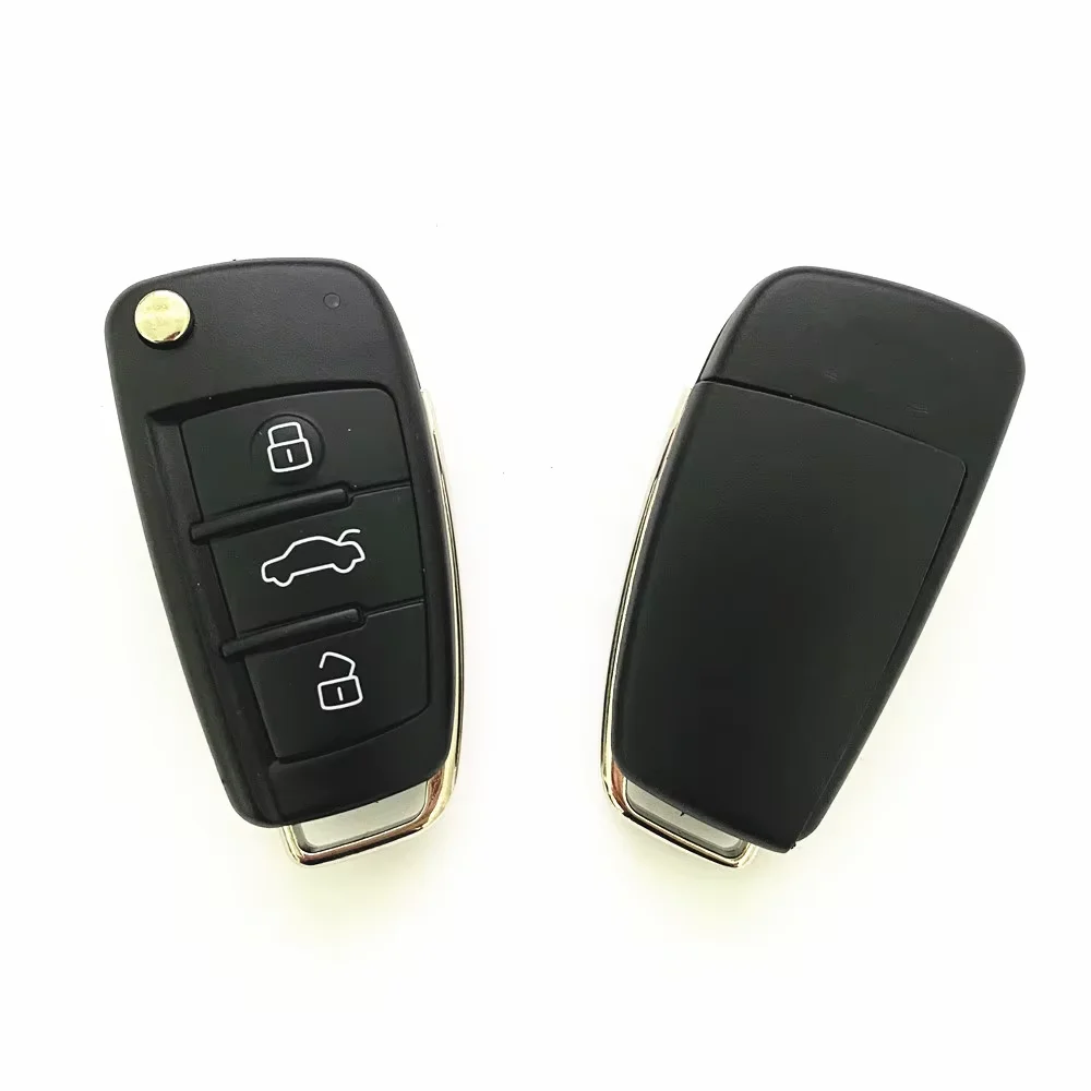 No logo new Flip Remote Control Shell Case Smart Car Key Housing for Audi A3 A4 A6 A6L A8 TT Quattro Q7 S6 with Uncut Blade
