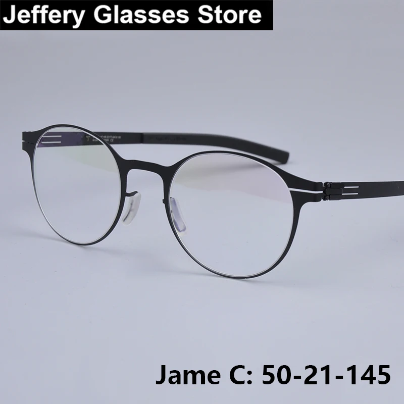 

Germany Classic Oval Glasses Frame Men Women Jame C Ultralight Thin Rim Eyeglasses Brand Design Screwless Eyewear Spectacle New