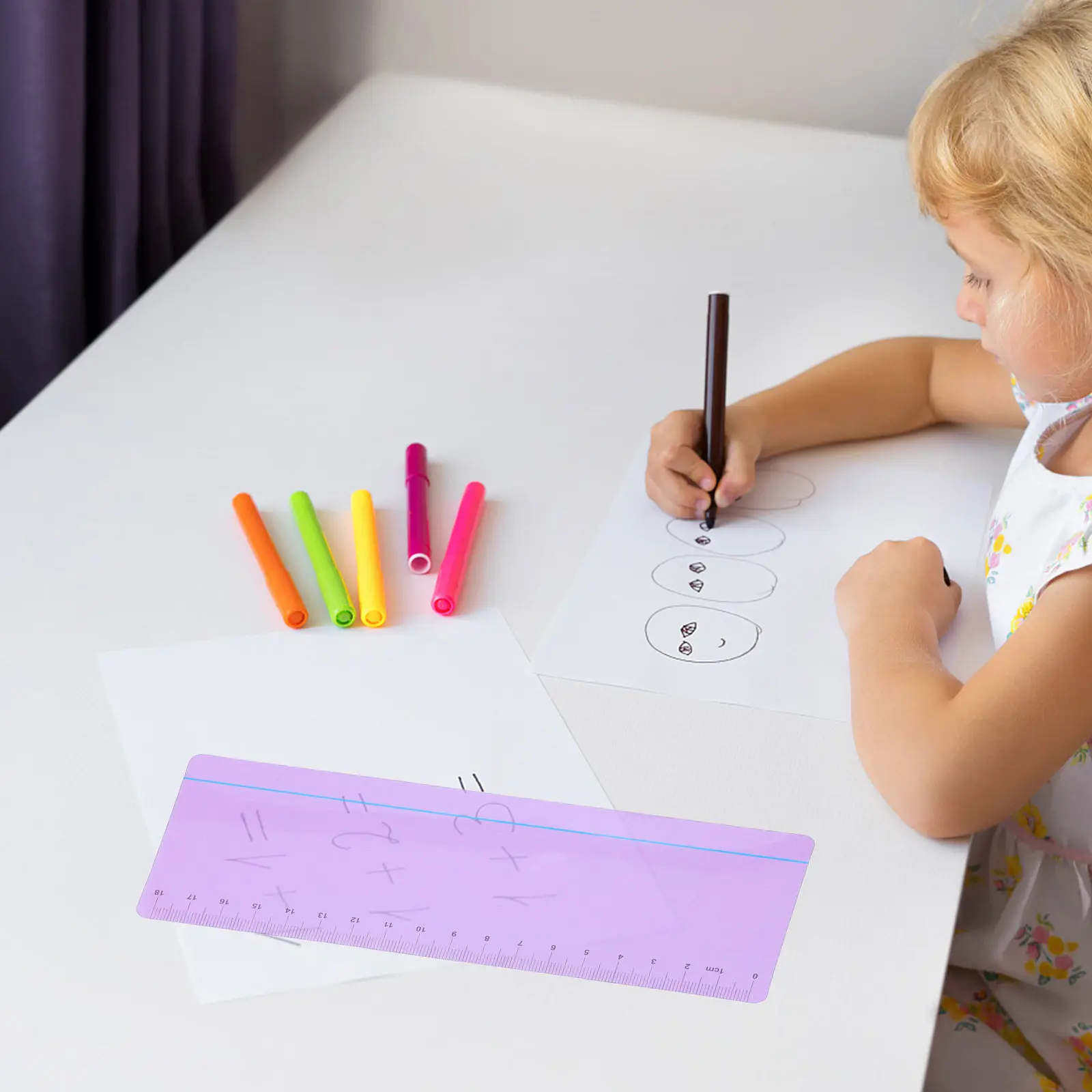 10Pcs Kids Pet Reading Guide Strips Highlight Rulers Dyslexia Support Reading Assistance Visual Bookmarks Scale Measurement