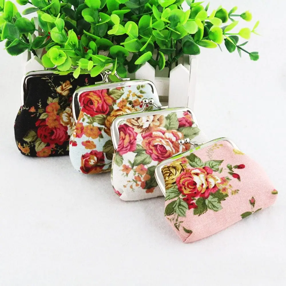 Women  Lady Retro Vintage Flower Mini Clutch Bag Small Wallet Coin Purse Credit Card Holder