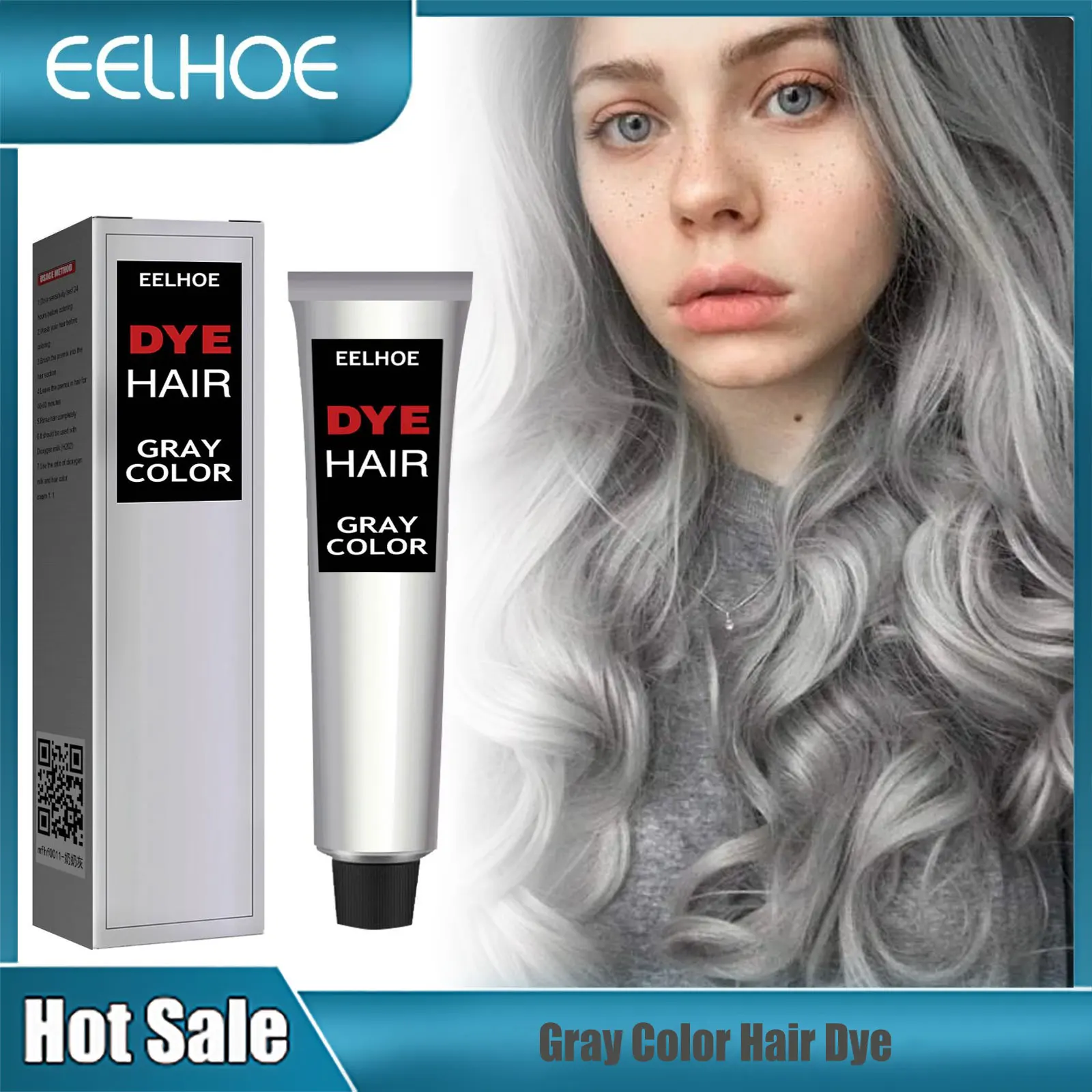 Gray Color Hair Dye Cream Unisex Smoky Gray Permanent Gentle Grandma Light Grey Silver Hair Dye Cream Natural Hair Dye Cosmetic