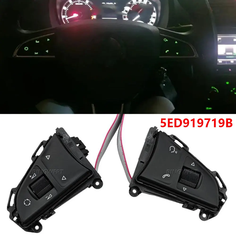 Multi-Function Steering Wheel Switch 5ED919719B For Octavia Karoq Kodiaq Superb 2015 2016 2017 2018-2025
