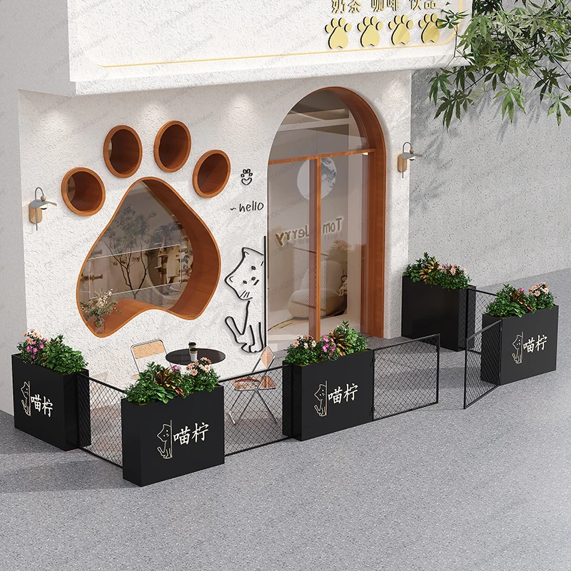 Outdoor Stainless Steel Flower Box, Pet Store, Planting Box, Cafe, Green Plant Partition Fence, Flower Trough Outside
