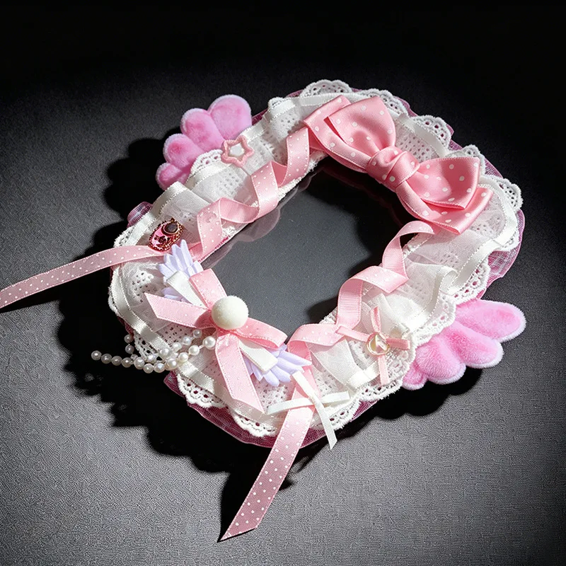 Cute Lace Kpop Photocard Holder Anime Fandom Small Card Protector for Ita Bag Kawaii Ruffle Bow Photo Card Cover Case for Girl