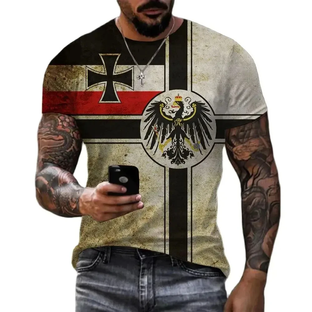 New World Flag T-shirt for Men 3d Graphics Printing Oversized Hot Selling Short-sleeved Shirt Retro Crewneck Top Men Clothing