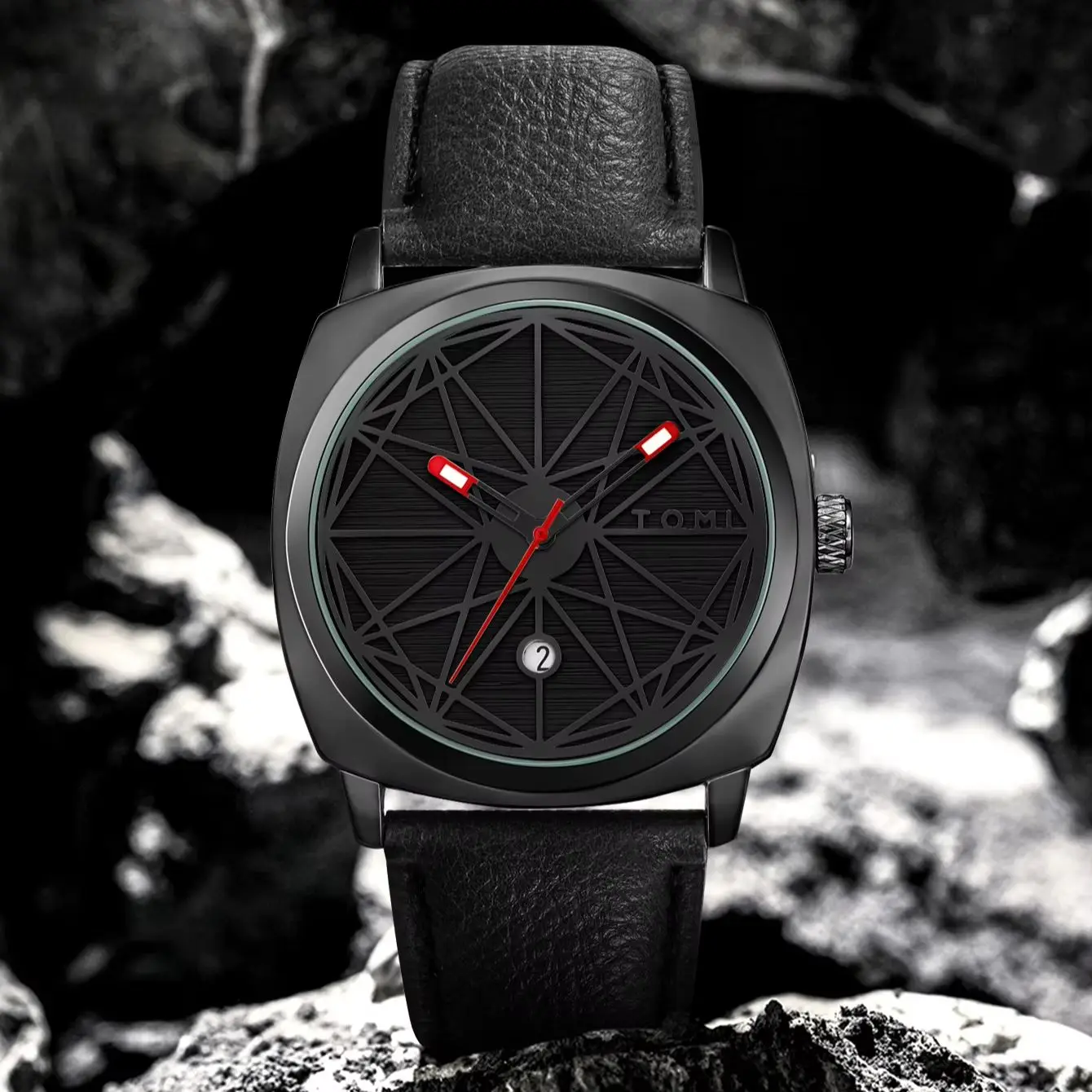 TOMI New 2-Piece Men's Watch and Pen Gift Box Set; Luxury Business Versatile Calendar Men's Quartz Watch Gift