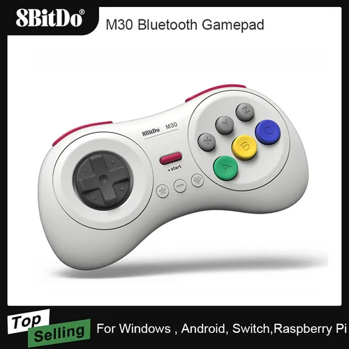 8bitdo-mando Bluetooth M30 para Nintendo Switch, OLED, PC, macOS y Android con Sega Genesis Mega Drive Style