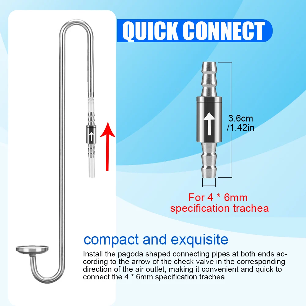 

1pcs Aquarium CO2 Check Valve Stainless Steel Carbon Dioxide Diffuser Anti Return Water Gas Equipment Fish Tank Accessories