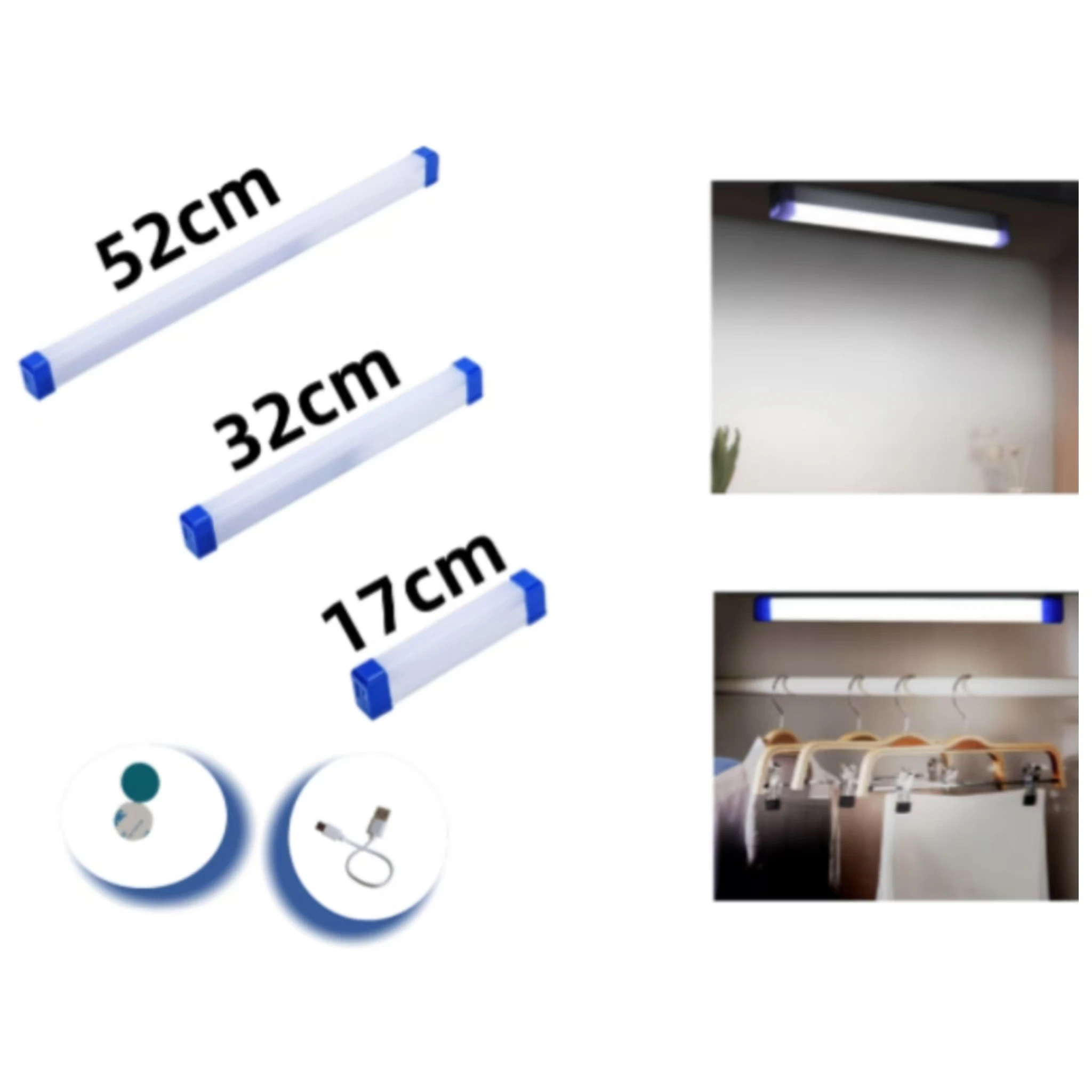 Long LED Portable Tube Night Light Magnetic 17CM/32CM/52CM Usb Rechargeable Outdoor Lighting Camping Market Vehicle Hard Strip