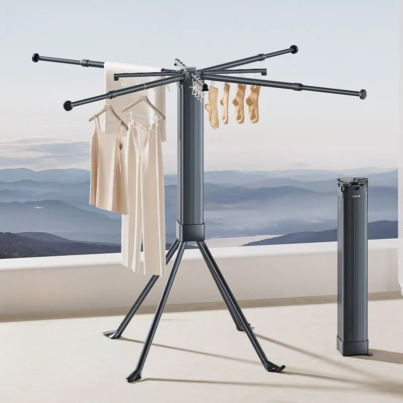 Retractable Clothes Horse Household Balcony Folding Multifunctional Drying Rack Morden Hanger for Floor Clothes Standing