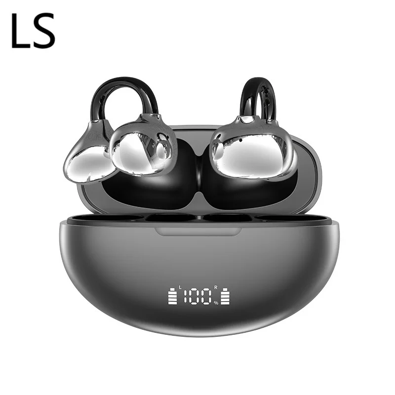 

LS Q108 Earphones Open Ear Wireless Earbuds Bluetooth 6.0 Comfort Clip on Sports Earphone Mic AI Clear Call Bass Boost Headphone
