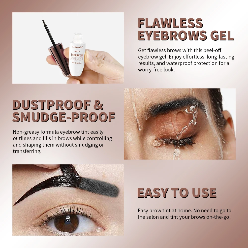 Lakerain 4 colores gel de cejas desgarro ceja natural color duradero impermeable a prueba de manchas gel de cejas desgarro
