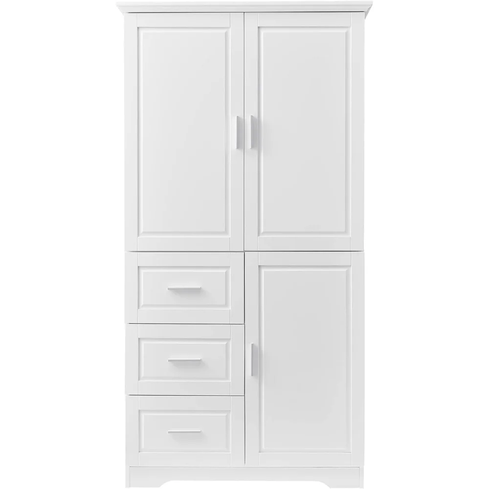 

Tall Storage Cabinet with 3 Doors and 3 Drawers, Freestanding Cabinet with Adjustable Shelves