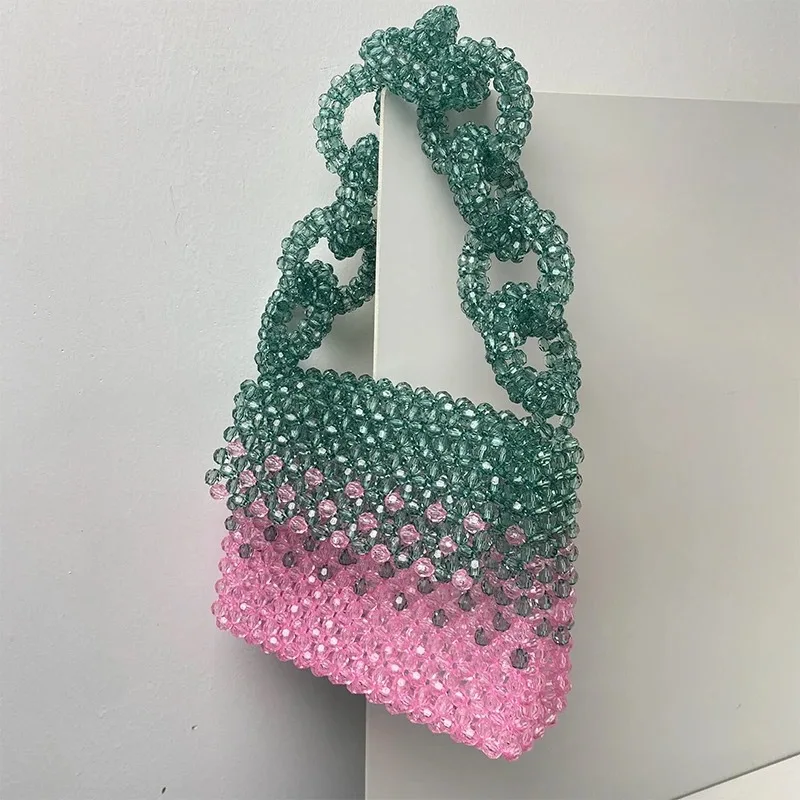 Color Acrylic Evening Clutch Party Bags For Women Luxury Designer Handbag Purses 2024 Fashion Handmade Beading Square Shoulder