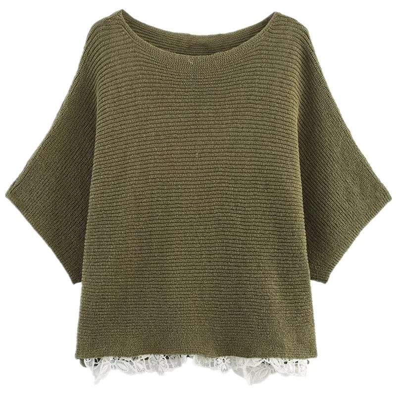 2025 Herbst Neue Ankunft frauen ort Sve Gestrickte Pullover One oulder Spleißen Design Faionable Casual Sle für Damen