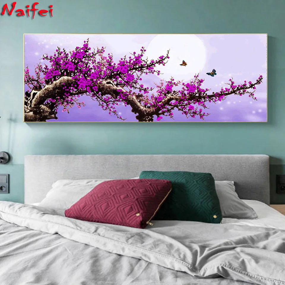 Albero viola Plum Blossom diamante ricamo vendita calda di grandi dimensioni diamante pittura colorata Rose Art mosaico Decor