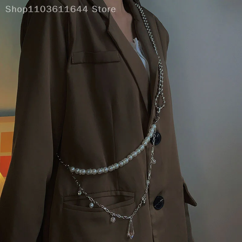 

Personality Fashion Pearl Tassels Body Chain For Women Girls Versatile Suit Accessories Suit Hoodie Crossbody Chain Gifts