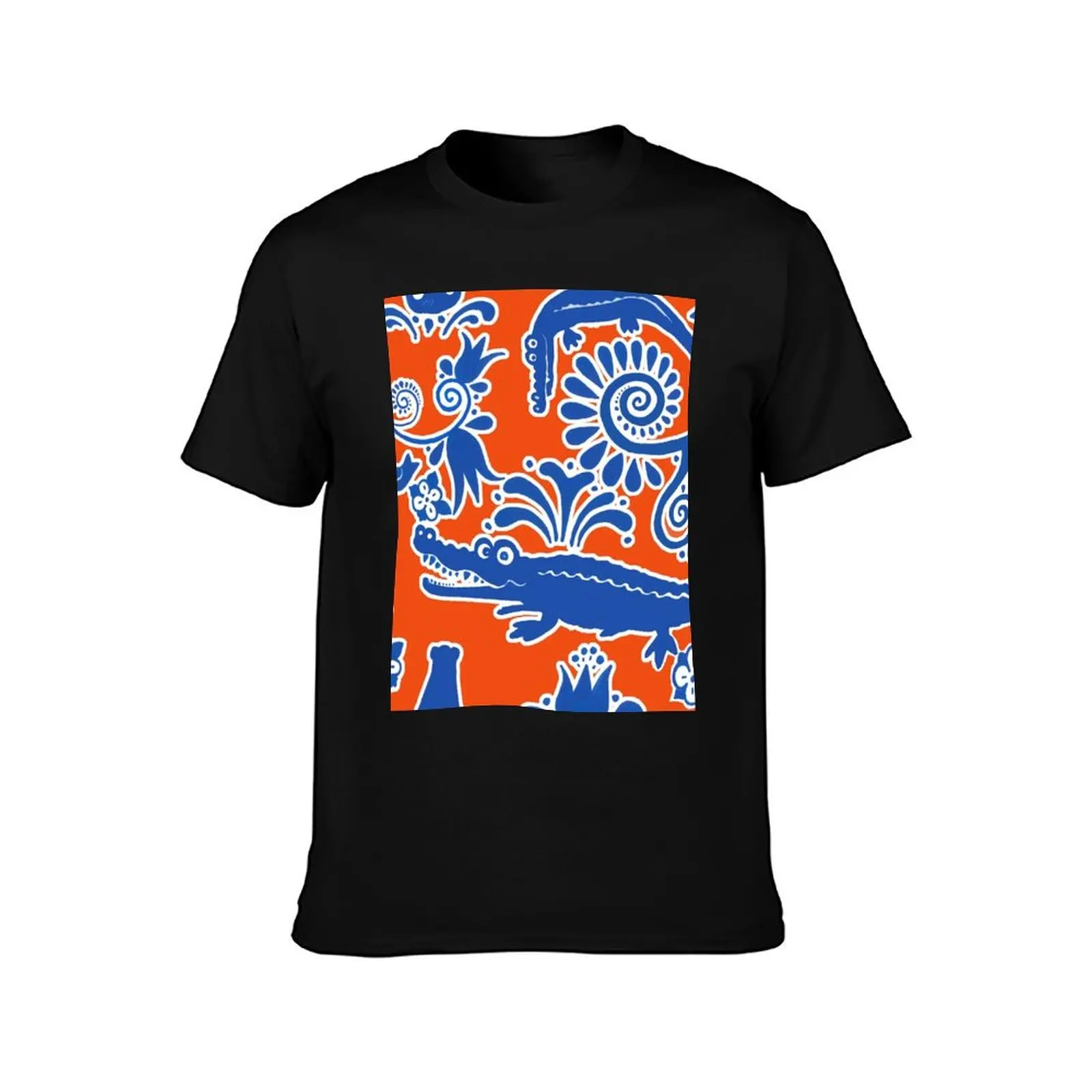 Gator Toile Orange and Blue T-Shirt Holiday Outdoor T-Shirt