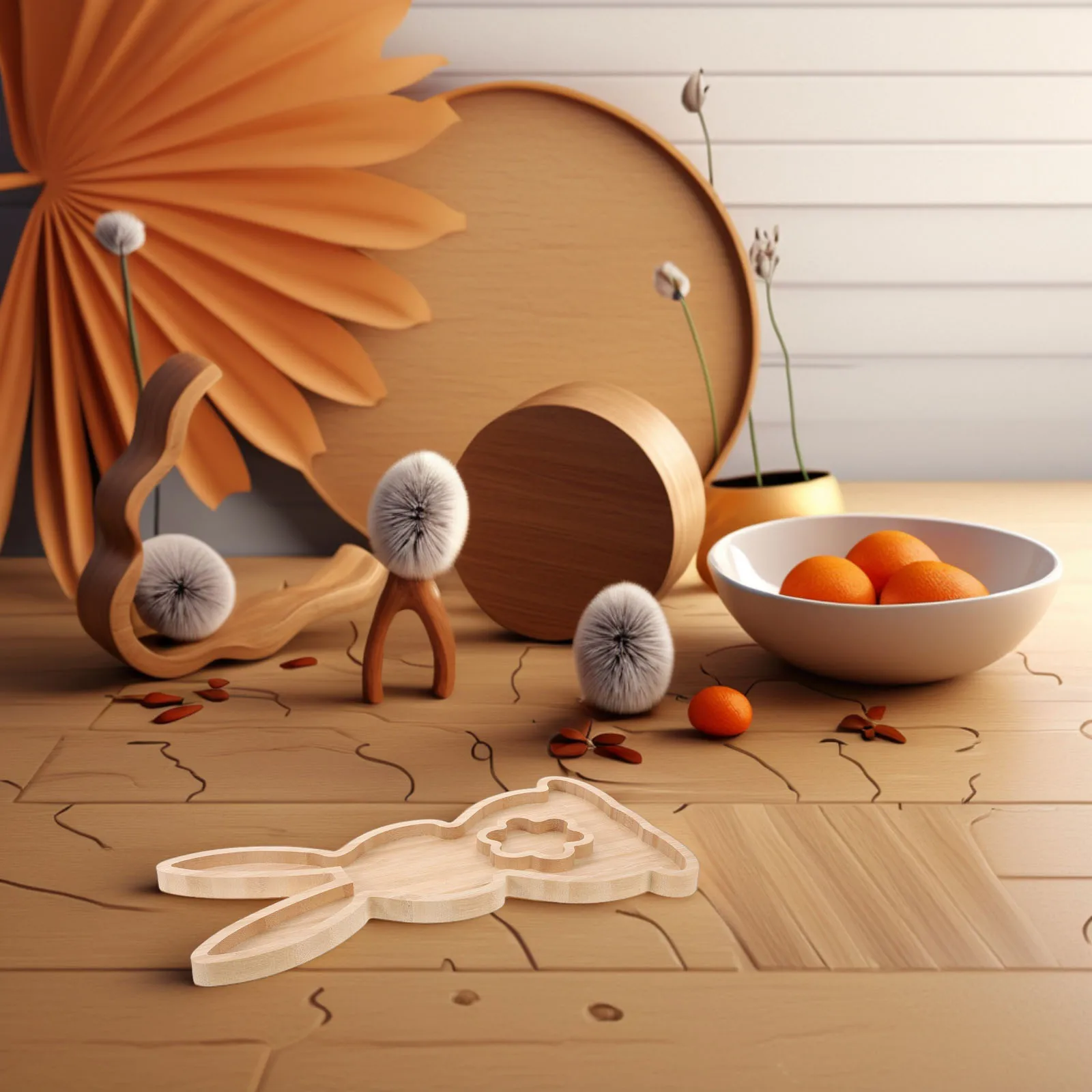 

Бамбуковый поднос с кроликом, сервировочная доска для пасхального кролика, уникальная форма животного, вечерние блюдо для закусок, декоративная праздничная тарелка для еды