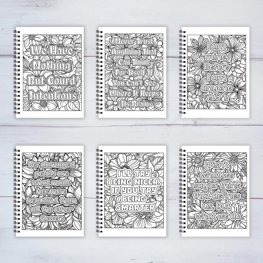 Adult Quotes Coloring Book - 8.3x 11.2 Inch 22 Page Coloring Book - Helps Reduce Stress and Ease Emotions