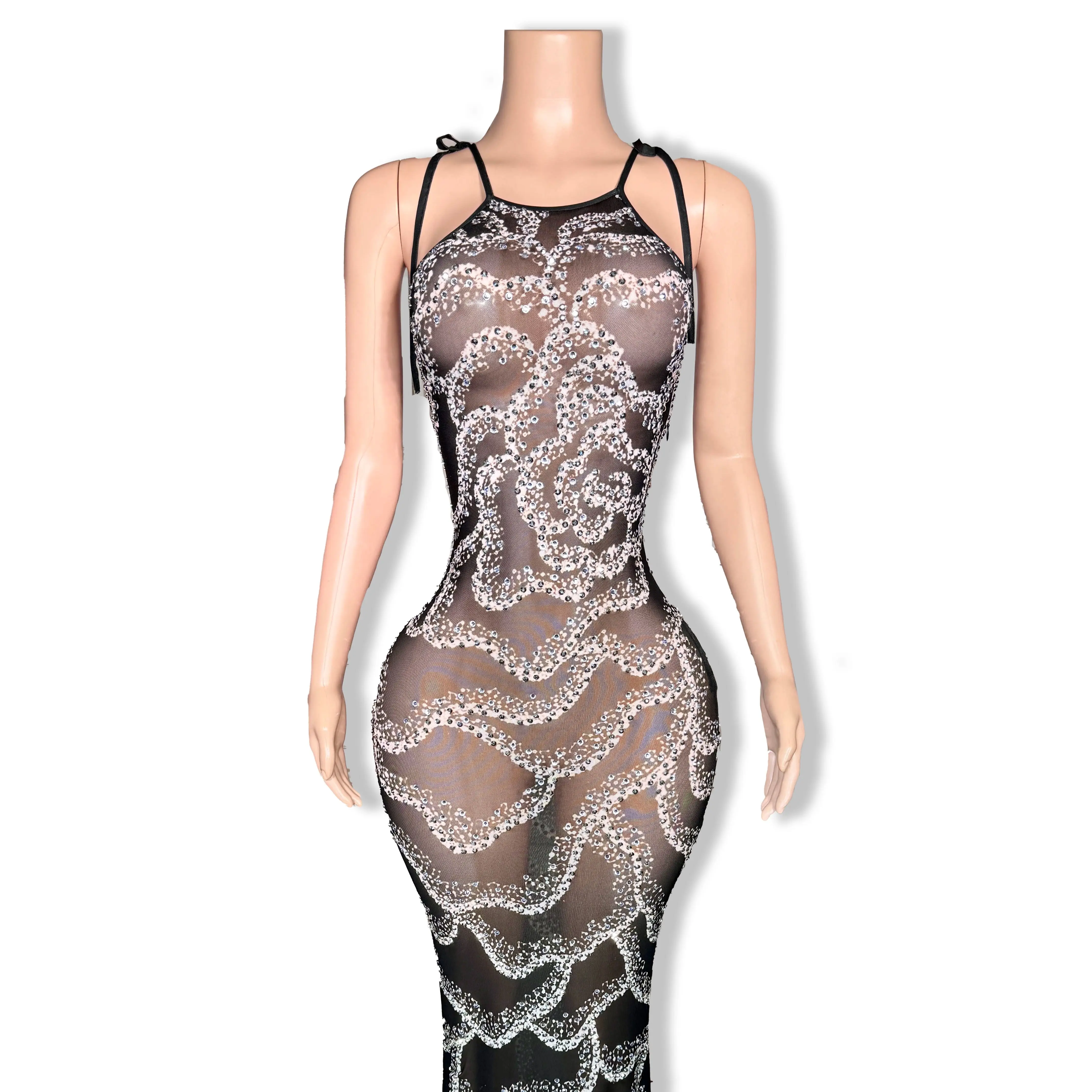 

ZD Latest Strapless Deep-V Sequin Bodycon Sexy Party Women Dress Sehe Fashion