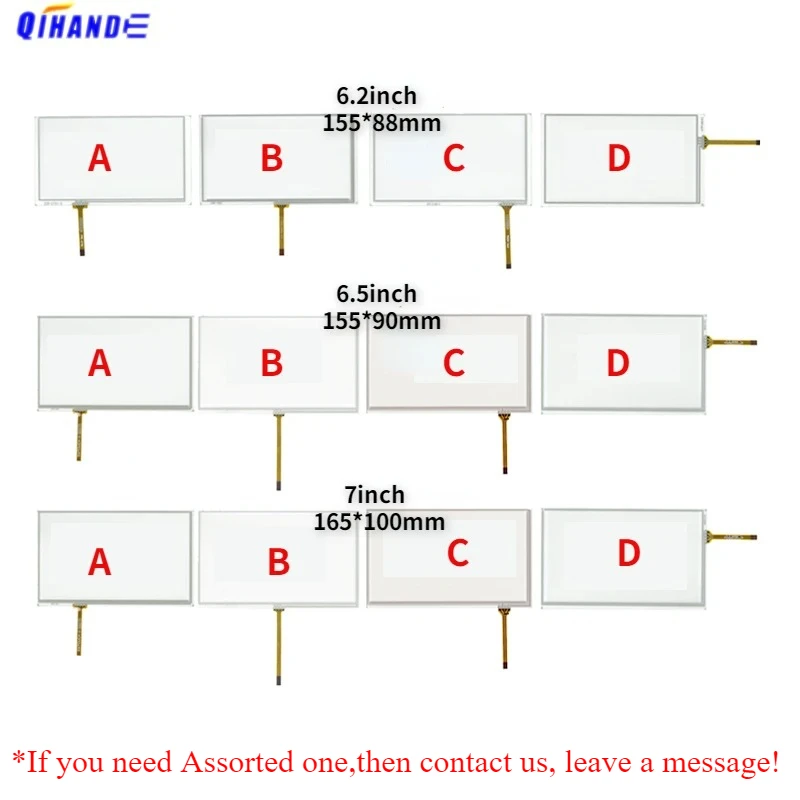 10Pcs/Lot 4 Wire Resistive Touch Screen Glass 155*88mm 6.5Inch 7inch Digitizer For HSD062IDW1 A01 TM062RDH03 PW062XS1 AT065TN14
